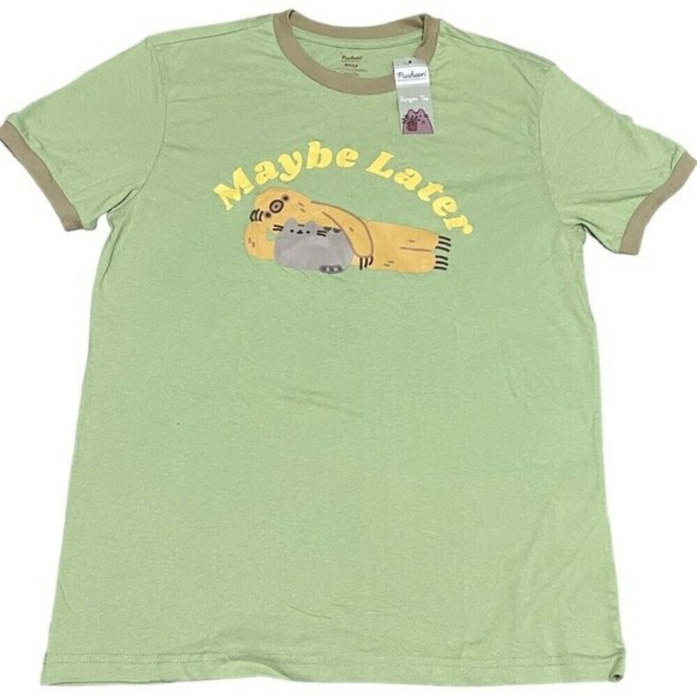 Pusheen Ringer Tee Maybe Later tshirt. Women’s/men’s.